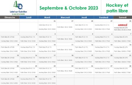 Calendrier Hockey Et Patin Libre